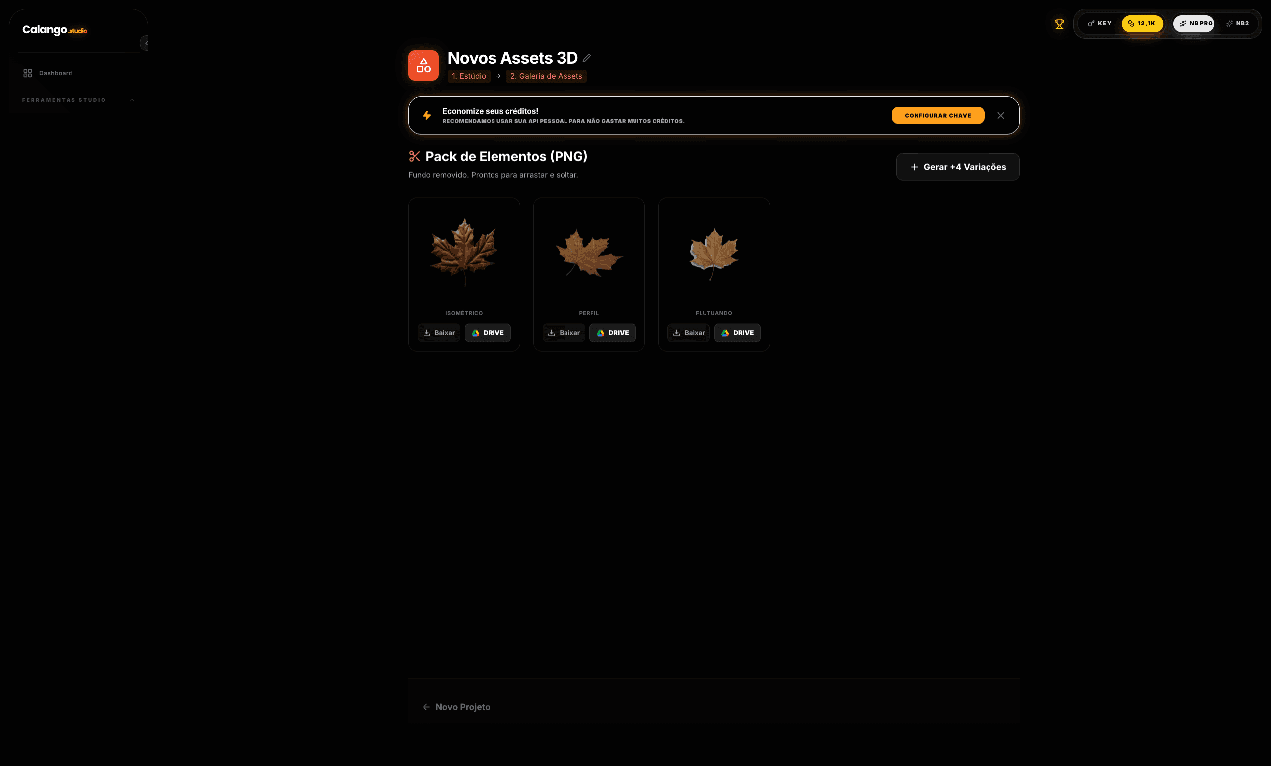 Resultado da função Assets 3D no Calango Studio