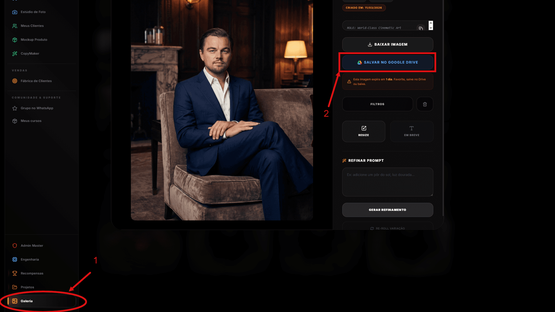 Conexão do Google Drive nas configurações do Calango Studio