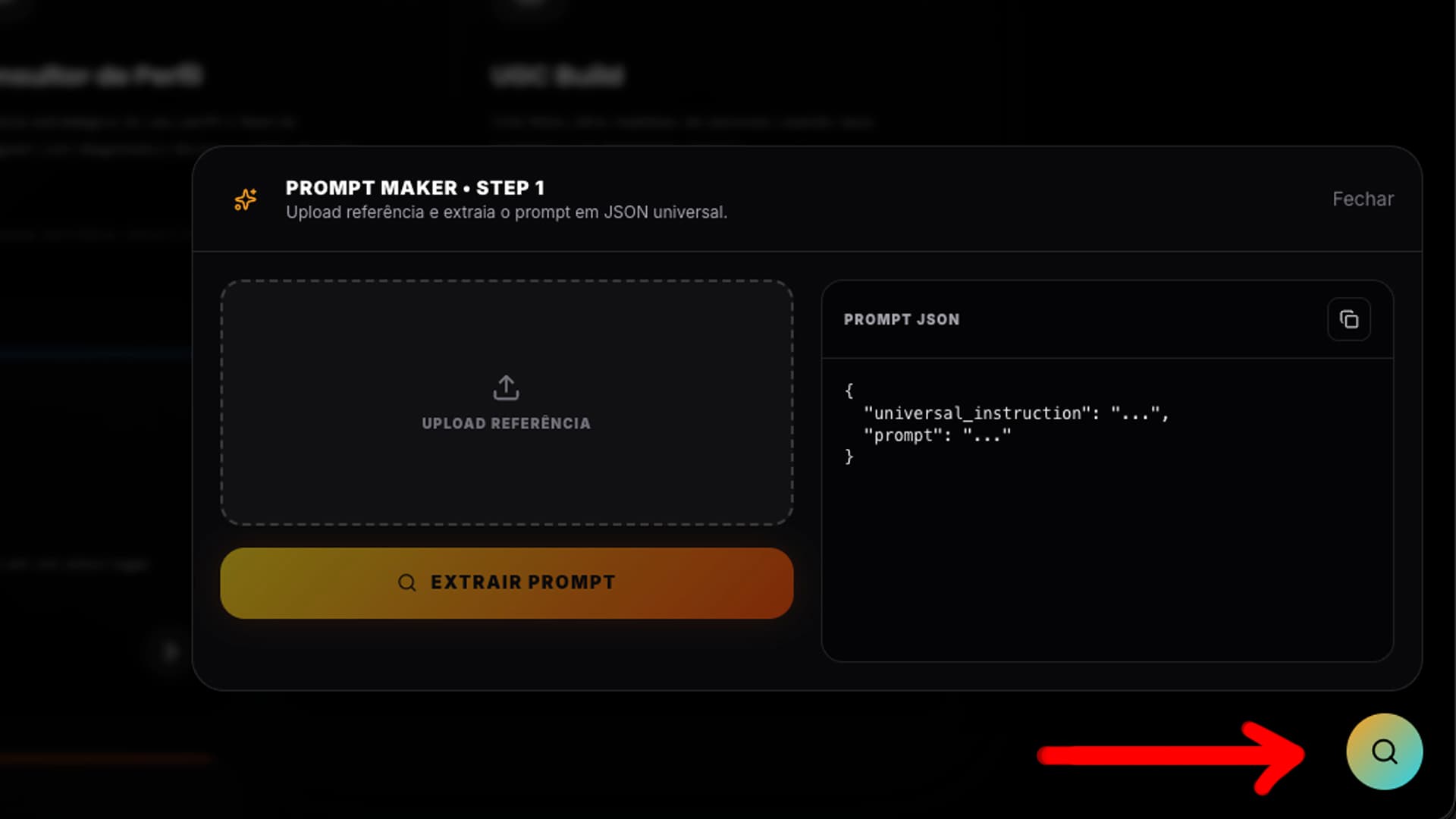 Widget do Prompt Maker no canto inferior direito
