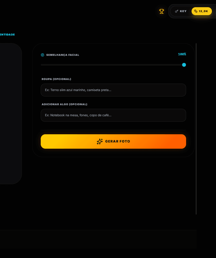 Configuração da sessão de fotos